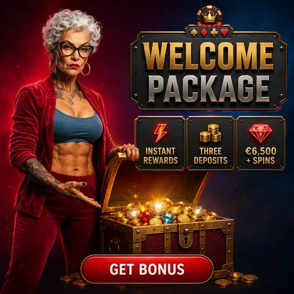 Fighter champion opening Welcome Package treasure chest at casino registration