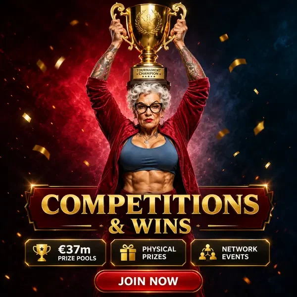 Spingranny Casino champion holding trophy at tournaments with €37m prize pools